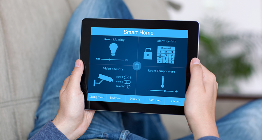 The ability to access and control security components from a mobile device is one of the top smart home trends in Tempe. Close-up of smart home security app.